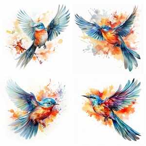 18 Beautiful Birds Clipart, Bird Clipart, Watercolor Clipart, Printable clipart, Paper Craft, High Quality JPGs, Digital Download JPG