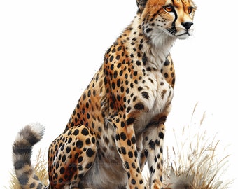 11 Cheetah Clipart, Head Cheetah Landscape, Printable Watercolor Clipart, Paper Craft, Cheetah Photo, High Quality JPGs, Digital Download