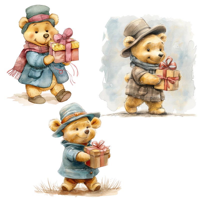 13 Teddy Bear Clipart, Cute Teddy Bear, Printable Watercolor Clipart ...