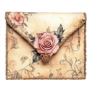 30 Clipart busta floreale, busta floreale vintage, Clipart acquerello stampabile, artigianato di carta, JPG di alta qualità, download digitale