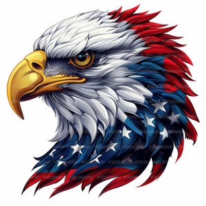 13 Amerikaanse zeearend, vlag van de VS, Verenigde Staten, patriottische adelaar, Paper Craft, sublimatie, hoge kwaliteit JPG, Digitale download JPG's