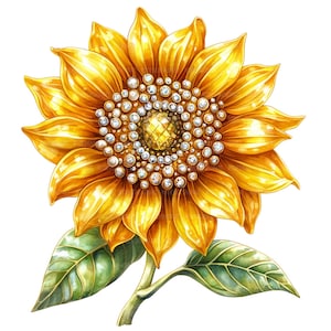 19 cliparts tournesols dorés, tournesols, clipart aquarelle imprimable, créations en papier, journaux indésirables, fichiers JPG de haute qualité, téléchargement numérique