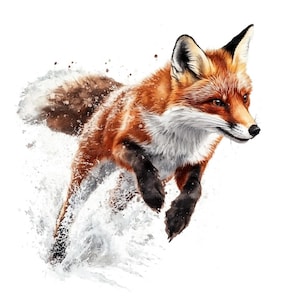17 Winter Fox Clipart, Red Fox in Snow, Printable Watercolor Clipart, Paper Craft, Junk Journals, High Quality JPGs, Digital Download