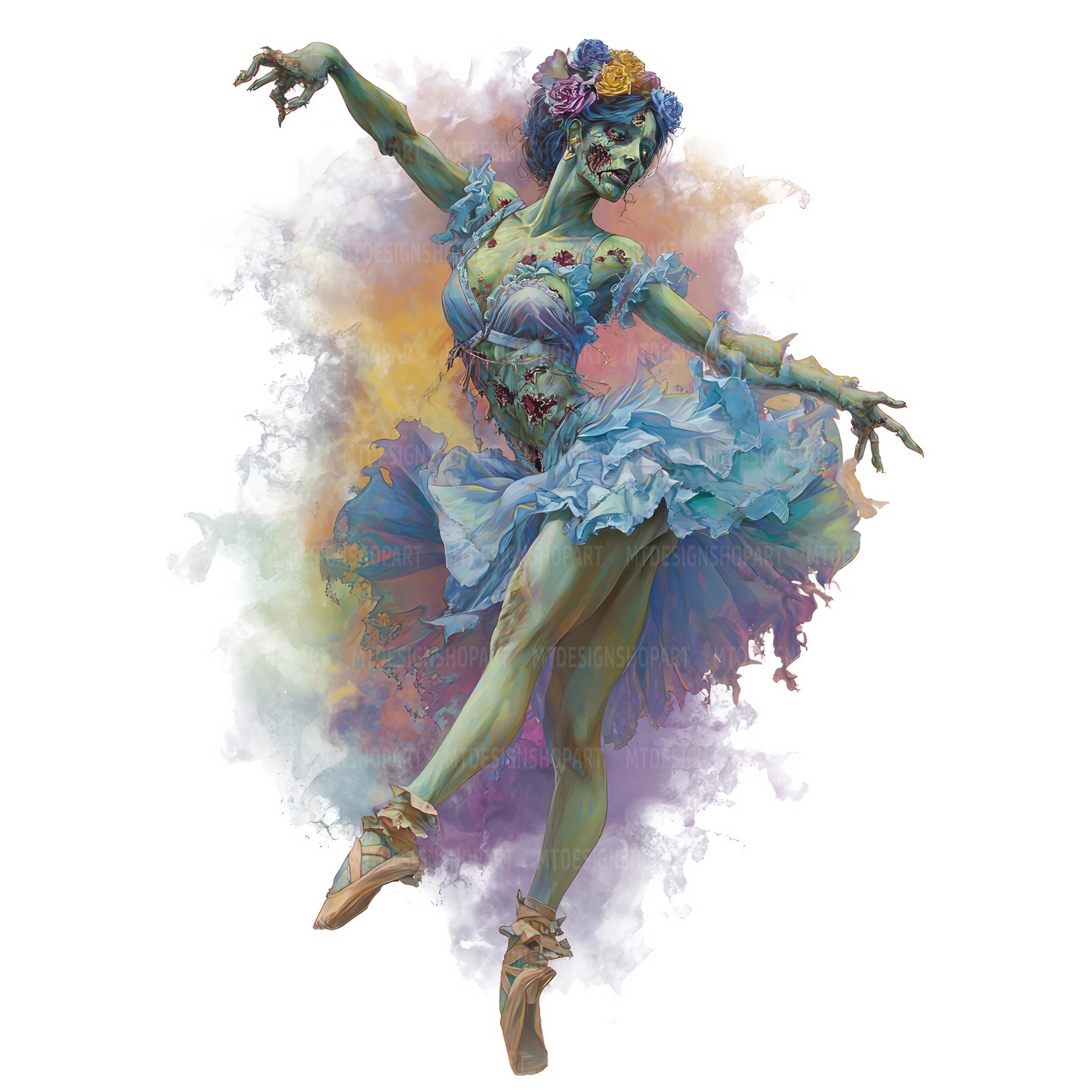 15 Zombie Ballerina Clipart, Halloween Ballerina, Printable Watercolor ...
