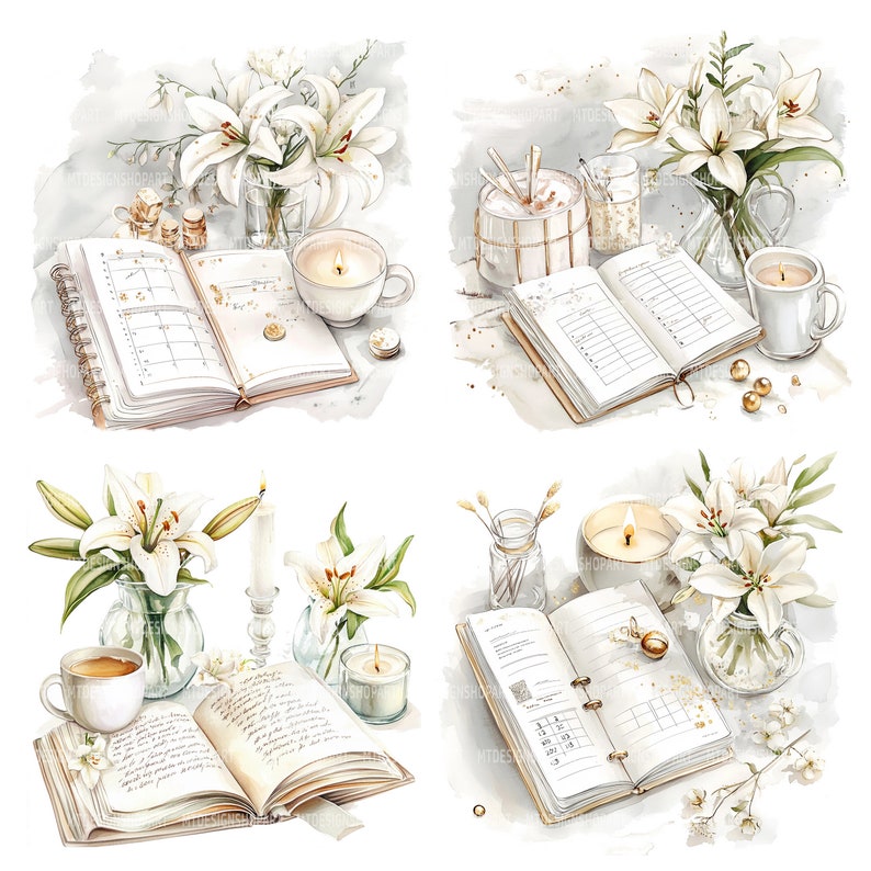 19 Open Book Clipart, Vintage Book Clipart, Printable Watercolor