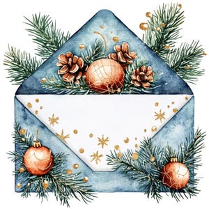 19 imágenes prediseñadas de sobres navideños, imágenes prediseñadas de sobres vintage, imágenes prediseñadas de acuarela imprimibles, manualidades de papel, archivos JPG de alta calidad, descarga digital