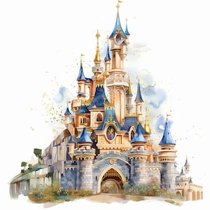 14 Imágenes prediseñadas del castillo de acuarela, hermoso castillo, castillo de hadas, imágenes prediseñadas de acuarela imprimibles, artesanía de papel, JPG de alta calidad, descarga digital