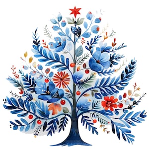 16 Clipart di alberi di Natale scandinavi, arte di alberi di Natale, clipart di acquerelli stampabili, artigianato di carta, JPG di alta qualità, download digitale