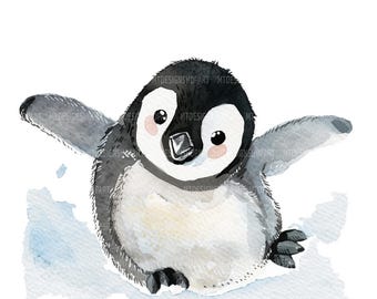 21 Cute Baby Penguin Clipart, Penguin Clipart, Printable Watercolor Clipart, Paper Craft, Junk Journals, High Quality JPG, Digital Download