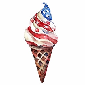 11 patriotic ice cream Clipart, Usa flag Clipart, ice cream, Printable Watercolor Clipart, Paper craft, High Quality JPGs, Digital Download