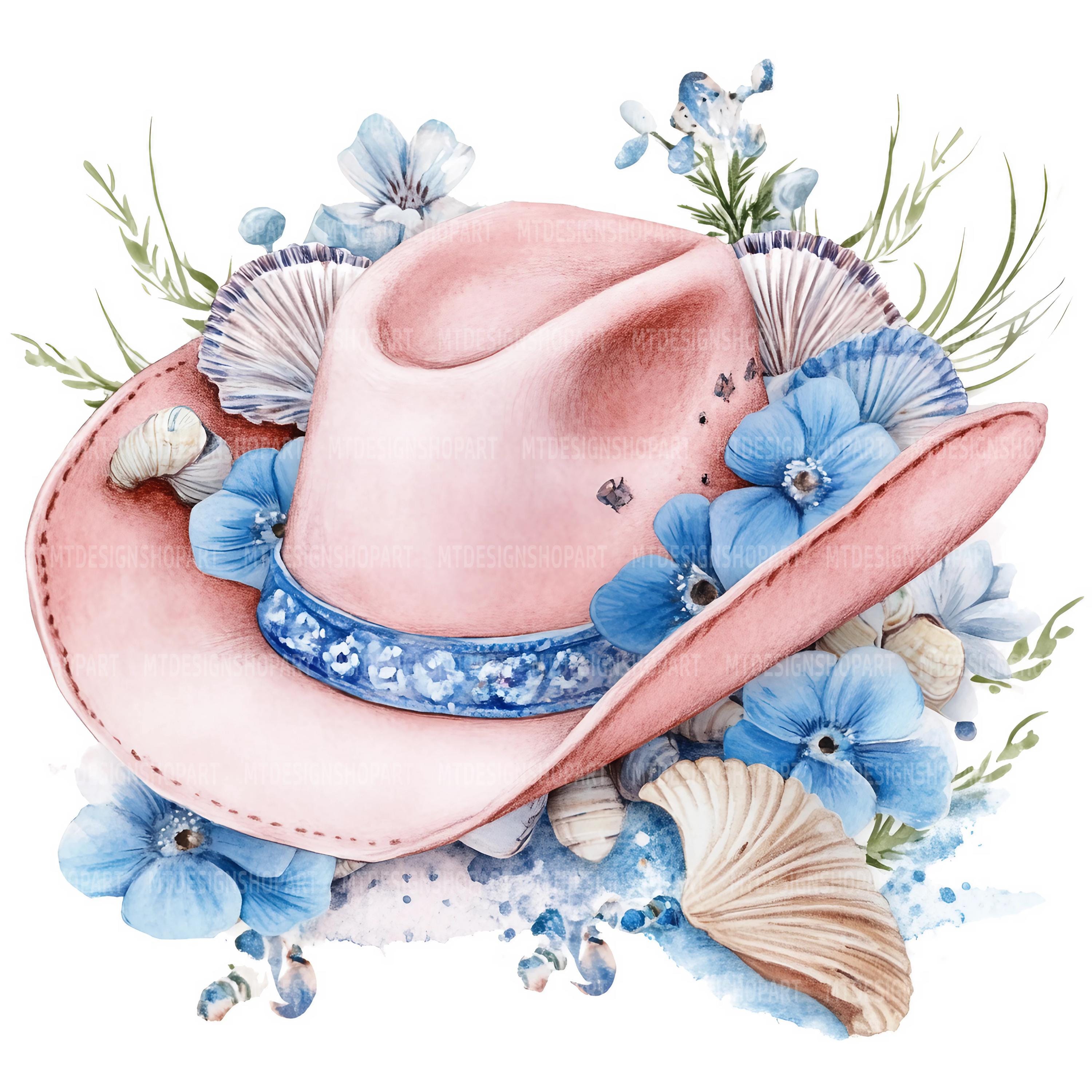 ピンクのカウボーイハットのクリップアート：花柄カウガールアート、ジャンクジャーナル画像（デジタルダウンロード、JPG 4096x4096ピクセル） -  Etsy 日本, image size:3000x3000