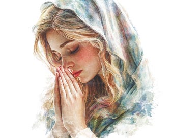19 Virgin Mary Clipart, Woman Praying Clipart, Printable Watercolor Clipart, Paper Craft, Junk Journals, High Quality JPGs, Digital Download