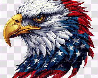 4 American Bald Eagle PNG, USA Flag, United States Flag, Patriotic Eagle, Digital Download