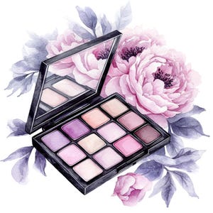 18 Clipart palette de maquillage floral, clipart maquillage, clipart aquarelle imprimable, créations en papier, fichiers JPG de haute qualité, téléchargement numérique
