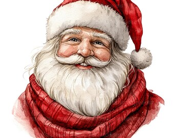 18 Christmas Santa Claus Clipart, Santa Claus Bundle, Printable Watercolor Clipart, Paper Craft, High Quality JPGs, Digital Download