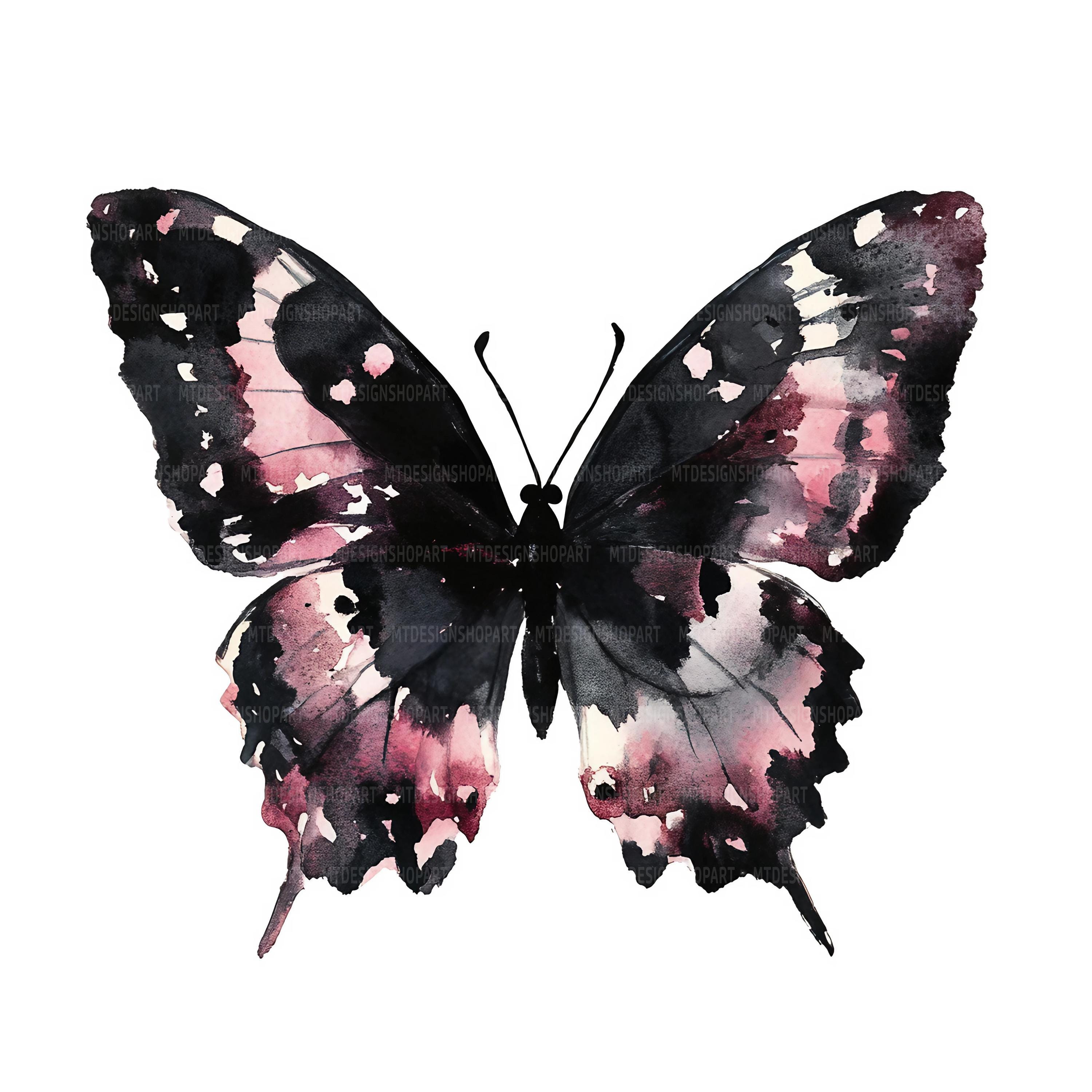 19種類の黒い蝶のクリップアート、蝶のクリップアート、印刷可能な