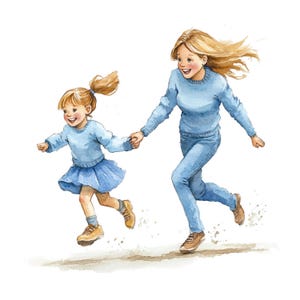 21 spelen moeder en dochter clipart, Moederdag clipart, afdrukbare aquarel clipart, Paper Craft, hoge kwaliteit jpg's, digitale download