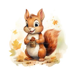 28 Clipart bébé écureuil mignon, écureuil, clipart aquarelle imprimable, créations en papier, journaux indésirables, fichiers JPG de haute qualité, téléchargement numérique