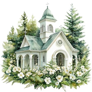16 Hochzeitskapelle, Kirche Clipart, druckbare Aquarell Clipart, Papierkunst, Junk Journals, hochwertige JPGs, digitaler Download