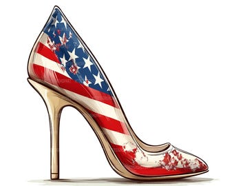15 USA High Heels Clipart,American Flag, Printable Watercolor Clipart, Paper Craft, Junk Journals, High Quality JPGs, Digital Download