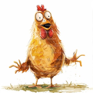 10 Funny Chicken Clipart Bundle, Printable Watercolor Clipart, Paper ...