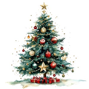 15 cliparts de sapin de Noël, sapin de Noël minimaliste, clipart aquarelle imprimable, créations en papier, fichiers JPG de haute qualité, téléchargement numérique