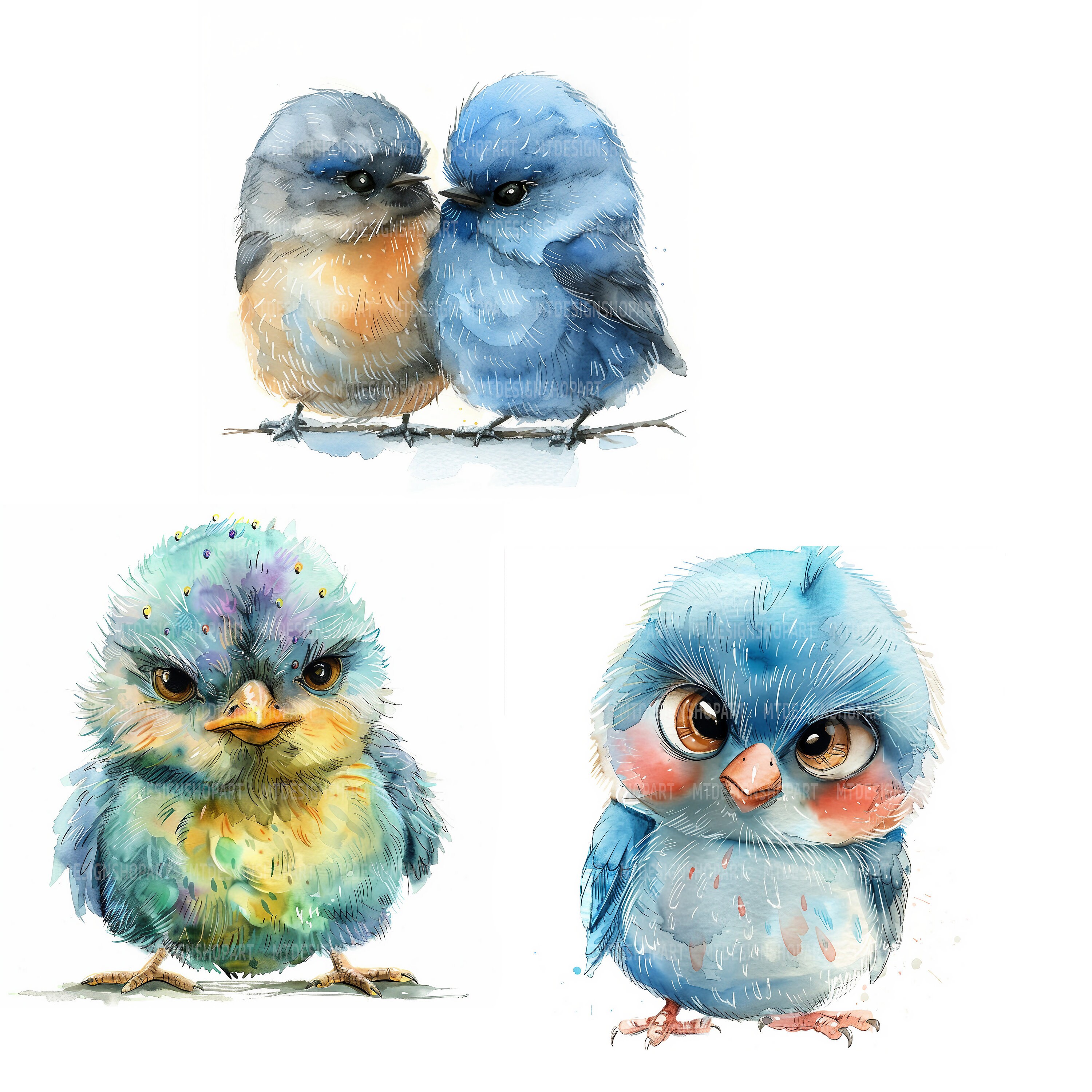 18 Grumpy Birds Clipart, Birds Clipart, Funny Birds, Watercolor Clipart ...