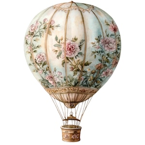 19 Victorian Vintage Balloon Clipart, Hot Air Balloon Art, Printable ...