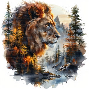 15 cliparts Lion, Images de Lion, clipart aquarelle imprimable, fichiers JPG de haute qualité, créations en papier, fichiers JPG en téléchargement numérique