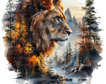 15 Lion Clipart, Lion Images , Printable Watercolor clipart, High Quality JPGs, Paper crafts, Digital download JPGs