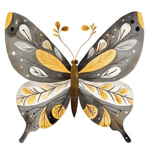 19 Clipart di farfalle popolari scandinave, Clipart di farfalle, Clipart di acquerelli stampabili, Artigianato di carta, JPG di alta qualità, Download digitale