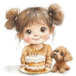 Clipart fille 18 ans, carte d'anniversaire, clipart aquarelle imprimable, créations en papier, journaux indésirables, fichiers JPG de haute qualité, téléchargement numérique