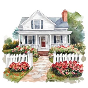 19 Clipart di casa nel sud degli Stati Uniti, Clipart di casa, Clipart di acquerello stampabile, Artigianato di carta, Diari spazzatura, JPG di alta qualità, Download digitale