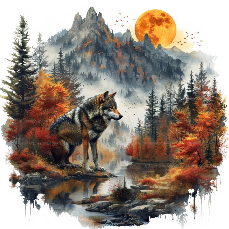 15 Wolf Clipart, Printable Watercolor Clipart, Watercolor Wolf Clipart ...