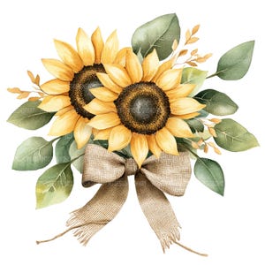 Watercolor Sunflower Clipart: Bouquet for Junk Journals (Digital Download JPGs 4096x4096px)
