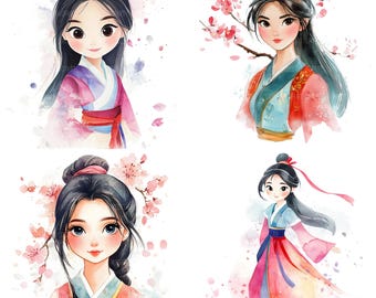 19 Prinzessin Clipart, Schöne Prinzessin, druckbare Aquarell Clipart, Papierkunst, Junk Journals, hochwertige JPGs, digitaler Download
