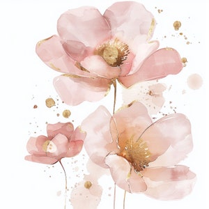16 cliparts fleurs abstraites, fleurs imprimées, clipart aquarelle imprimable, fichiers JPG de haute qualité, journaux indésirables, téléchargement numérique, créations en papier