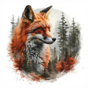 15 Clipart têtes de renard, clipart aquarelle imprimable, clipart renard aquarelle, fichiers JPG de haute qualité, numérique, haute résolution, créations en papier