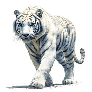 16 White Tiger Clipart, Watercolor Tiger, Printable Watercolor Clipart, Paper Craft, Junk Journals, High Quality JPGs, Digital Download