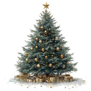 19 Clipart di alberi di Natale, Clipart di abete rosso, Clipart di acquerelli stampabili, Artigianato di carta, Diari spazzatura, JPG di alta qualità, Download digitale