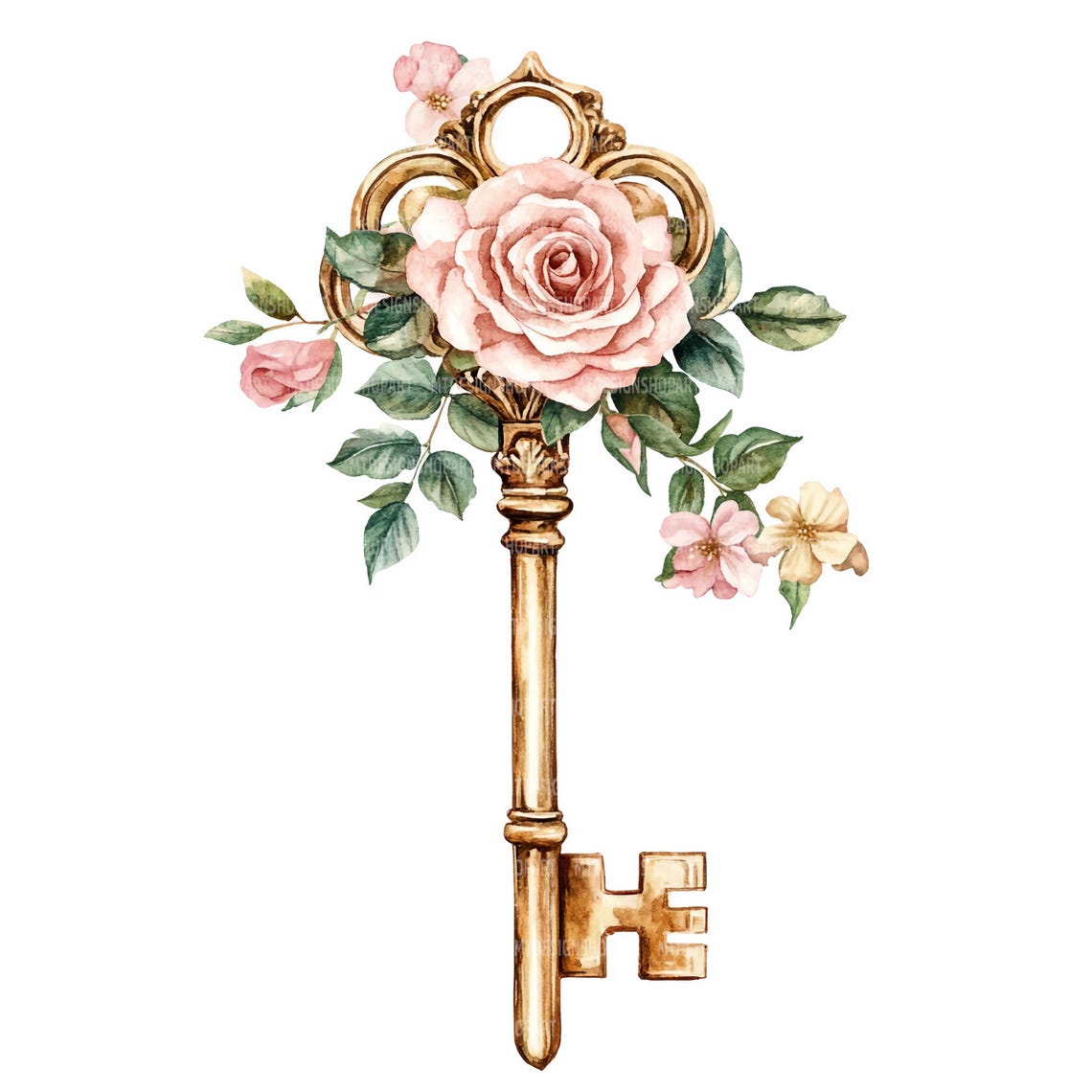 22 Floral Ornate Key Clipart, Key Clipart, Printable Watercolor Clipart ...