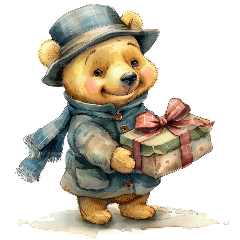 13 Teddy Bear Clipart, Cute Teddy Bear, Printable Watercolor Clipart ...