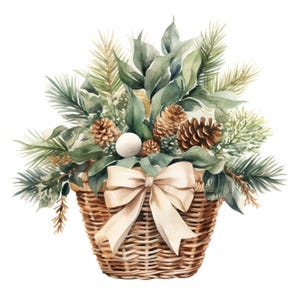 16 kerstboom in mandje clipart, kerstboom, afdrukbare aquarel clipart, papercraft, hoge kwaliteit jpg's, digitale download