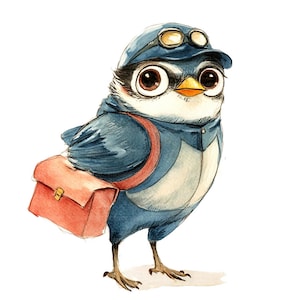 20 Sparrow Listonosz Clipart, Ptak Pocztowy, Wydrukowalne Akwarele Clipart, Papierowe Rękodzieło, Dzienniki Śmieciowe, Wysokiej Jakości JPG, Pobieranie Cyfrowe