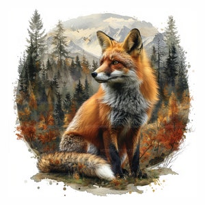 15 Clipart Fox, Clipart acquerello stampabile, Clipart Fox acquerello, JPG di alta qualità, Digitale, Alta risoluzione, Mestieri di carta