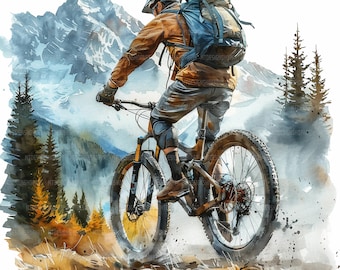 11 Mountain bike Clipart, MTB Jumping, Dirt Bike, bike Clipart, Watercolor Clipart, Paper Crafts, High Quality JPGs, Digital Download