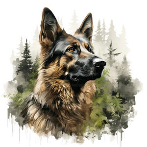 16 German Shepherd Dog Clipart, Dog Clipart, Printable Watercolor Clipart, Paper Craft, Junk Journals, High Quality JPGs, Digital Download