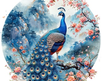 10 Peacock clipart, Peacock landschap, afdrukbare aquarel clipart, Paper Craft, ongewenste tijdschriften, hoge kwaliteit jpg's, digitale download