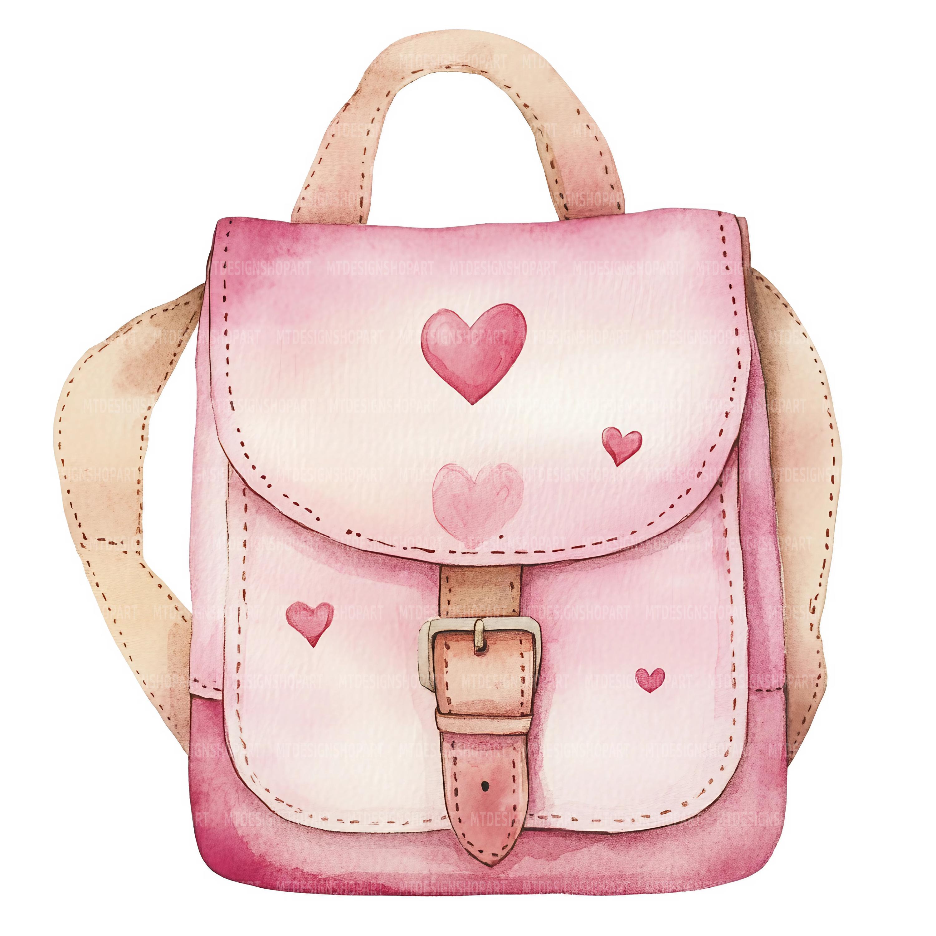 Sticker Rucksack Pink 16 Pink Valentines Backpack Clipart, Rucksack Clipart, Printable ...