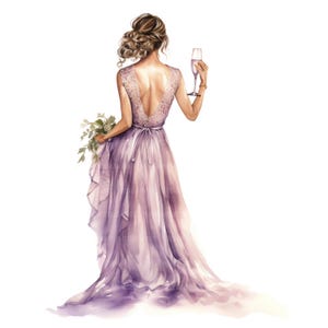 18 cliparts de madrinhas, festa de casamento, convites de casamento, cliparts de aquarela para impressão, artesanato em papel, JPGs de alta qualidade, download digital